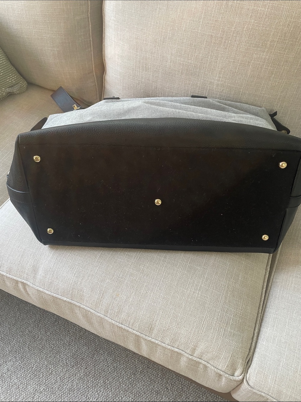 Vineyard Vines Gray Canvas and Black Leather Duffel Bag - Picture 4 of 7